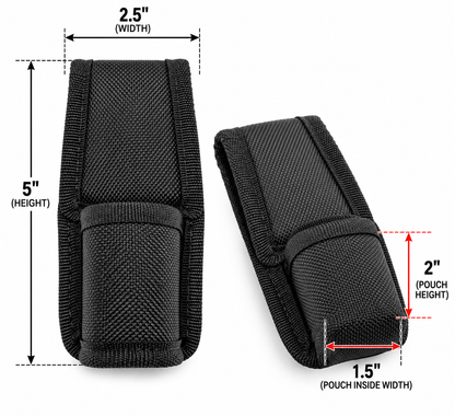 Nylon Flashlight Pepper Spray Multi Tool Belt Holder Open Bottom Black 1.75"