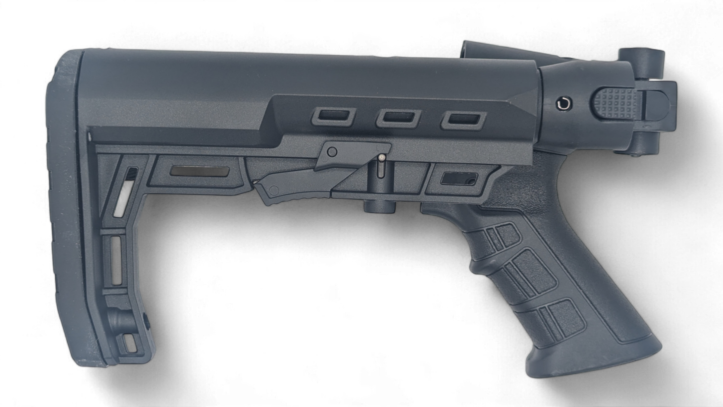 Folding Tactical Buttstock with Pistol Grip for Universal, Adjustable, Collapsible Compatible with Emperor Arms Cobra12 Mag Fed Shotgun - Shortie