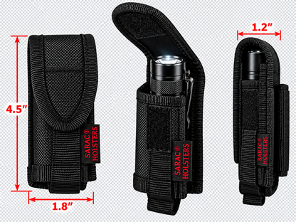 Nylon Flashlight Holder Pouch Tactical Belt Holster Hook Loop Black