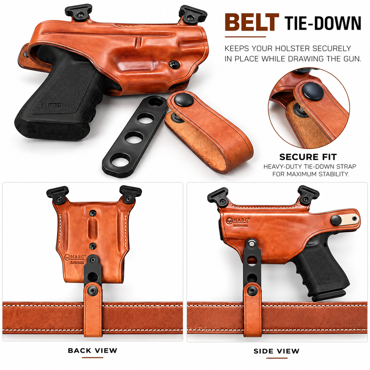 Premium Leather Horizontal Shoulder Holster Double Mag Carrier RH Brown Fits