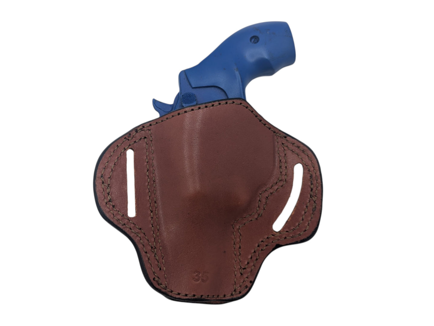 OWB Open Top Concealable Leather Belt Holster Compatible W/ Smith & Wesson J-Frame Revolver