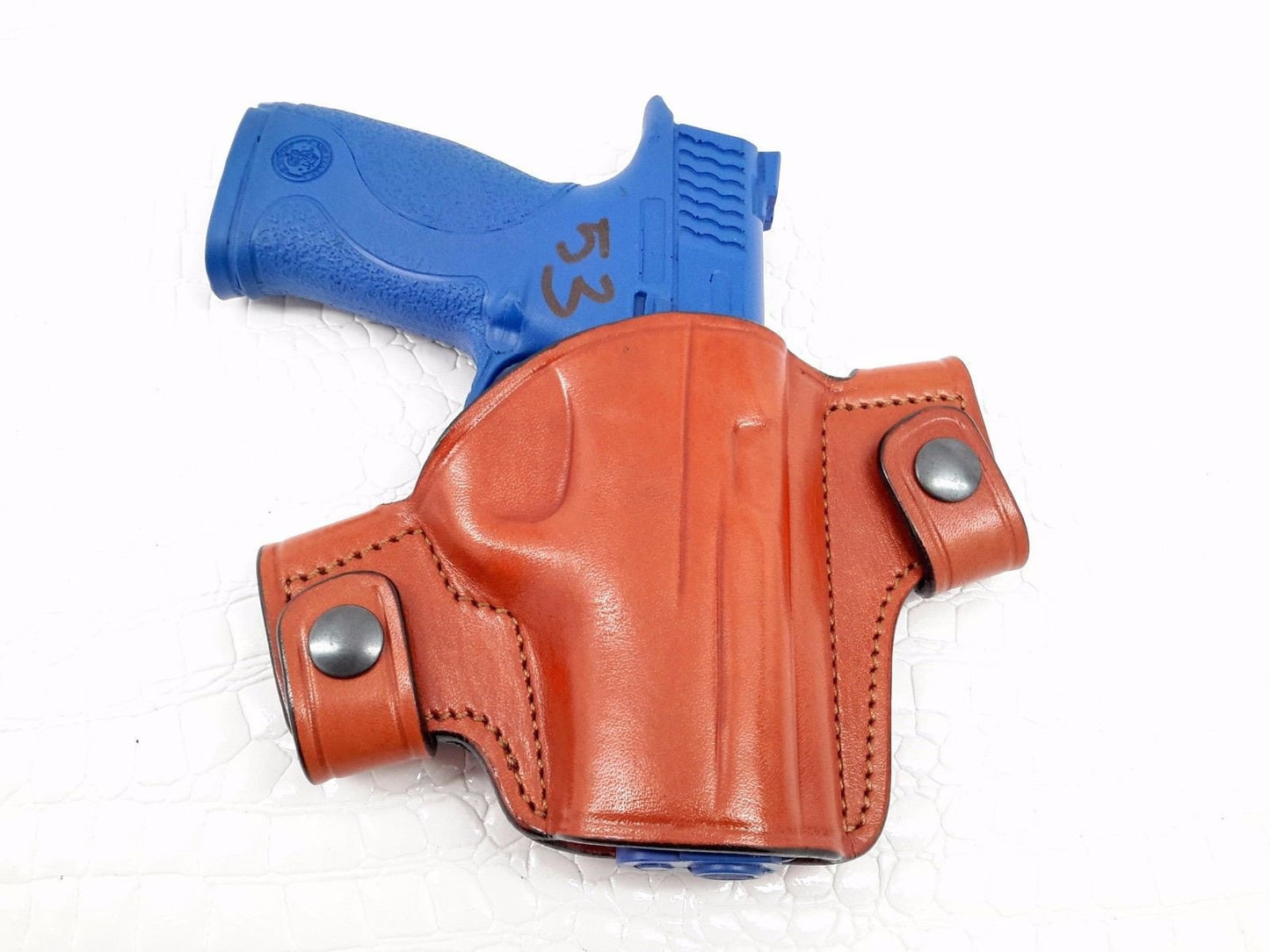 OWB Snap-On Leather Open Top Holster Compatible w/ Sig Sauer P226R DAK W/RAILS