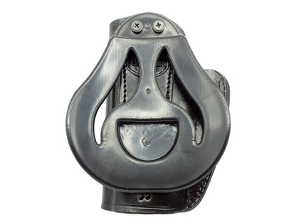 OWB Quick Draw Right Hand Leather Paddle Holster Fits Smith & Wesson 4006