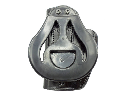 OWB Quick Draw Right Hand Leather Paddle Holster Fits Smith & Wesson 4006