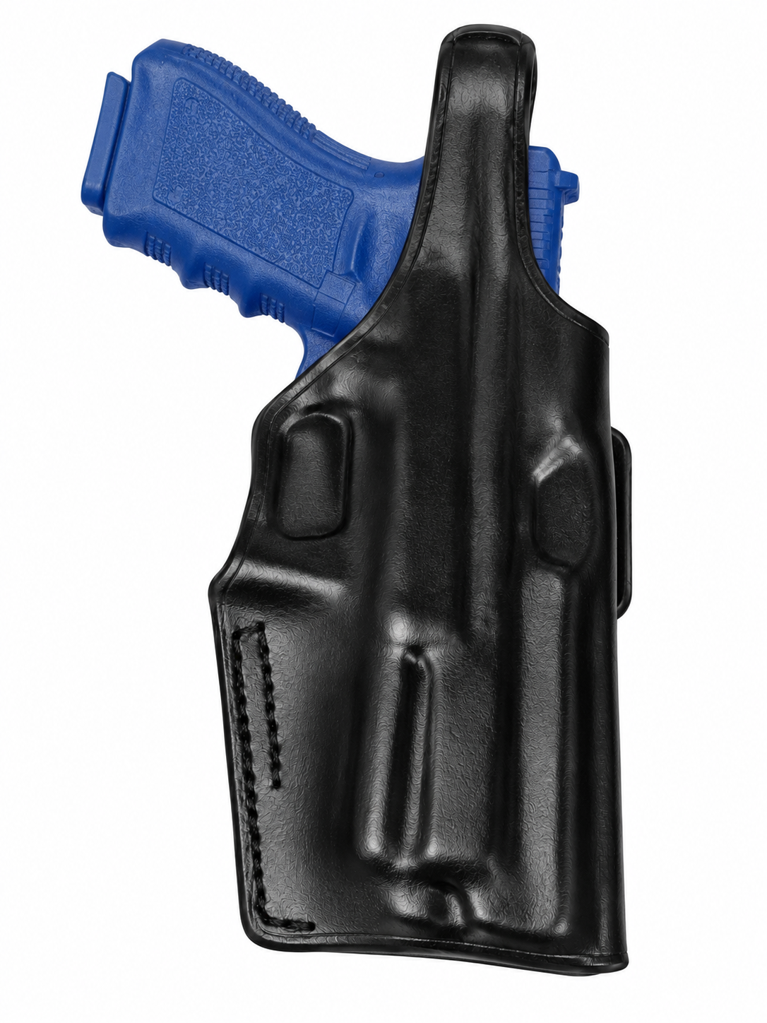 Right Hand Leather OWB Holster Thumb Break Fits 2" Belt Black Fits