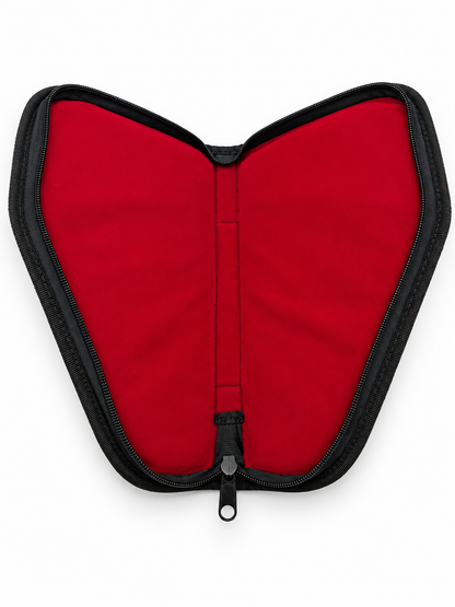 Premium Padded Nylon Pistol Storage Case – Soft Red Interior – Black