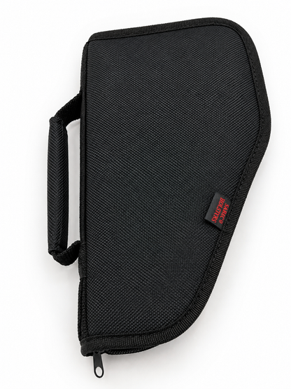 Premium Padded Nylon Pistol Storage Case – Soft Red Interior – Black
