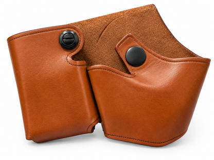 Premium Leather Handcuff Case & Magazine Pouch Combo – Brown – Fits 2" Belts