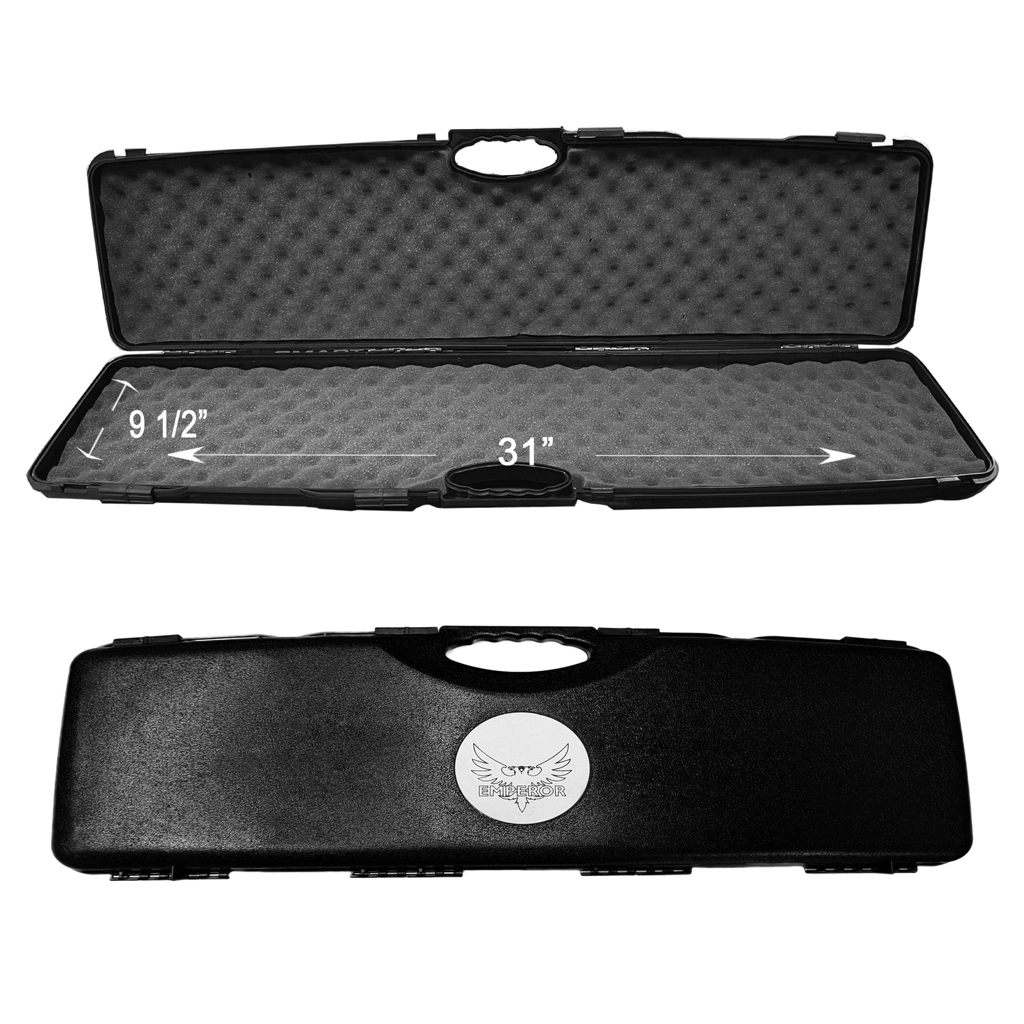 Emperor Single Scope Hard Plastic Rifle Case with Foam | 31.25" x 10" x 3" Scratch and Water Resistant Storage Case - Dual Layers of Soft Egg Crate Foam