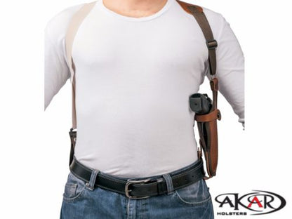 Vertical Shoulder Leather Holster Fits GLOCK 30,37,39 - Choose your Color & Hand