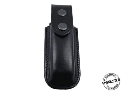 OWB Universal Leather Magazine Pouch w/Snap Holster Fits 9mm, .40 calibers