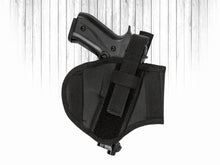Load image into Gallery viewer, Akar Black Nylon Ambidextrious R/L handed Belt Holster W/ adjustable thumbrake

