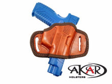Load image into Gallery viewer, BLACK OR BROWN LEATHER QUICK DRAW BELT SLIDE OWB HOLSTER Fits Glock 17/22/31
