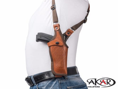 Vertical Shoulder Leather Holster for 1911 5" - 6" - Choose your Color & Hand -