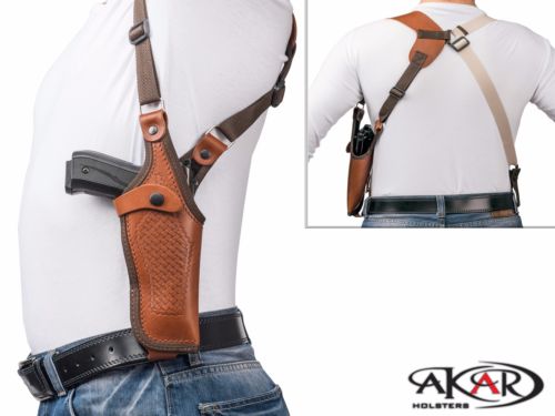 Vertical Shoulder Leather Holster Fits GLOCK 30,37,39 - Choose your Color & Hand