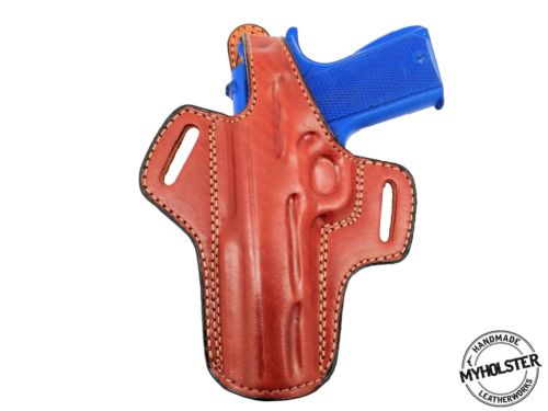 Browning 1911 Hi Power .40 OWB Thumb Break Leather Belt Holster - Pick your Hand & Color