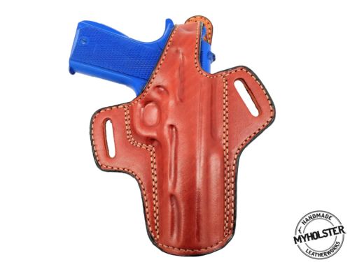 Browning 1911 Hi Power .45 OWB Thumb Break Leather Belt Holster - Pick your Hand & Color