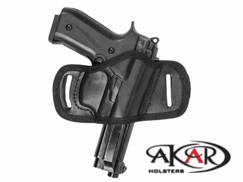 Colt M1911 BLACK OR BROWN LEATHER QUICK DRAW BELT SLIDE OWB HOLSTER | AKAR