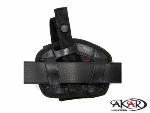 Leather & Nylon Thumb Break Pancake Belt Holster Fits Glock 17, Akar