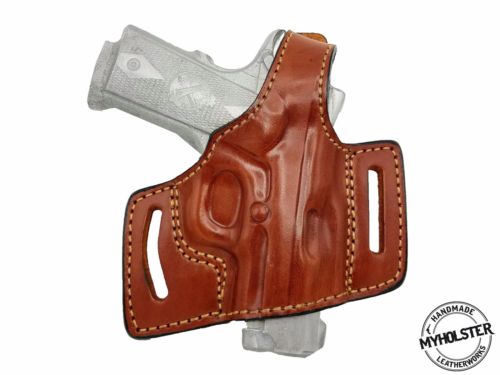 Springfield 1911 EMP 3" OWB Quick Draw Leather Slide Holster W/Thumb-Break