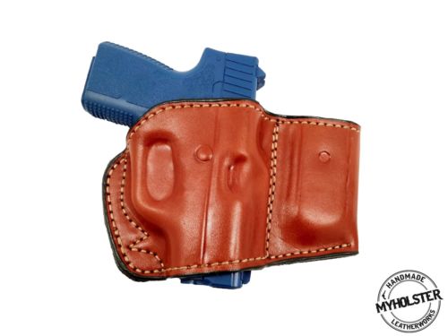 GLOCK 43 Holster and Mag Pouch Combo - OWB Leather Belt Holster