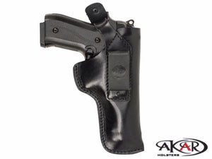 Dual Carry IWB / Belt Brown Leather Holster fits Glock 19, Akar