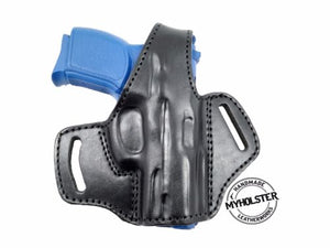 OWB Thumb Break Leather Belt Holster Fits S&W Shield 9 with crimson laser
