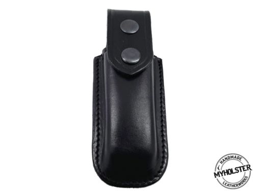 OWB Universal Leather Magazine Pouch w/Snap Holster Fits 9mm, .40 calibers