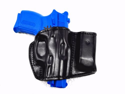Black Belt Holster w/Mag Pouch Leather Holster Fits Glock 19- Choose your Hand-