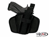 S&W M&P 380 Shield EZ  Leather & Nylon Thumb Break Pancake Belt Holster | Akar