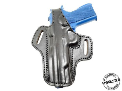 Colt 1911 Commander OWB Thumb Break Leather Belt Holster - Pick your Hand & Color