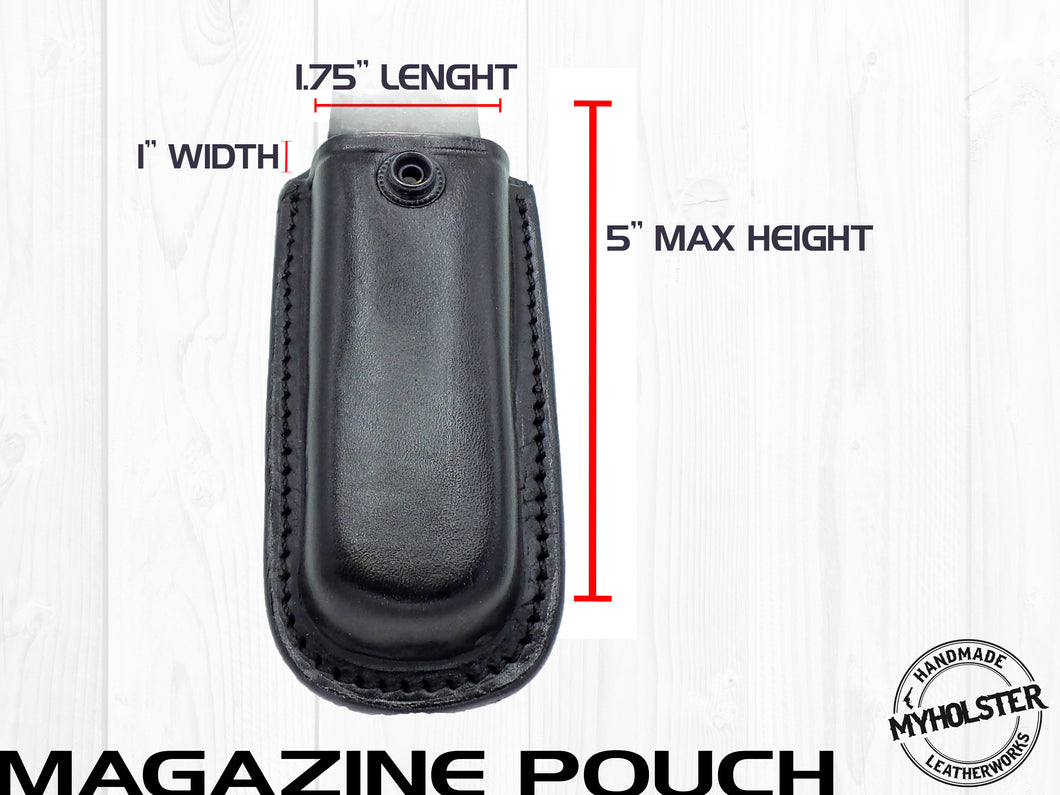 OWB Universal Leather Magazine Pouch w/Snap Holster Fits  9mm, .40 , .45 calibers