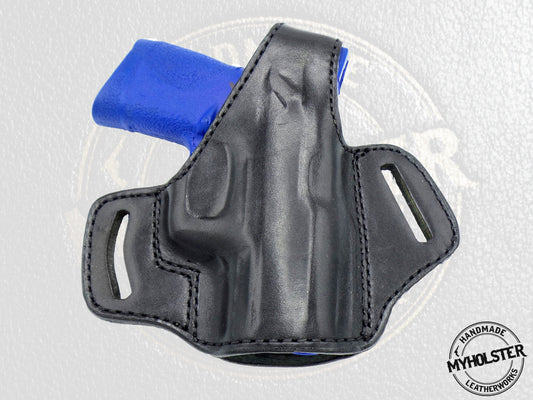 Smith & Wesson M&P 380 Shield M2.0 EZ OWB Thumb Break Right Hand Leather Belt Holster