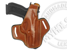 Load image into Gallery viewer, CZ P-01 OMEGA 9MM OWB Thumb Break Leather Right Hand Belt Holster
