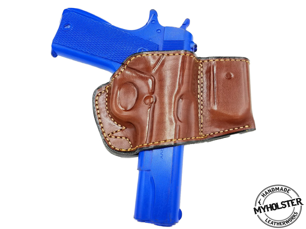 1911 5-Inch Colt, Kimber, Para, Springfield  Belt Holster with Mag Pouch Leather Holster