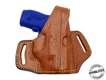 Load image into Gallery viewer, Smith &amp; Wesson M&amp;P Shield 9 w/ Crimson Trace OWB Thumb Break Leather Belt Holster
