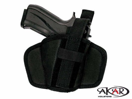 TAURUS MILLENNIUM Leather &  Nylon Thumb Break Pancake Belt Holster, Akar