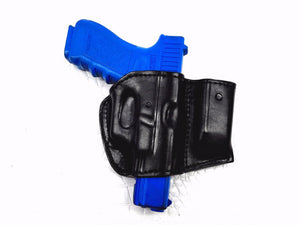 Glock 19 Belt Leather Holster with Mag Pouch Right Hand