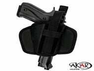 Smith & Wesson SD40VE Leather &  Nylon Thumb Break Pancake Belt Holster, Akar