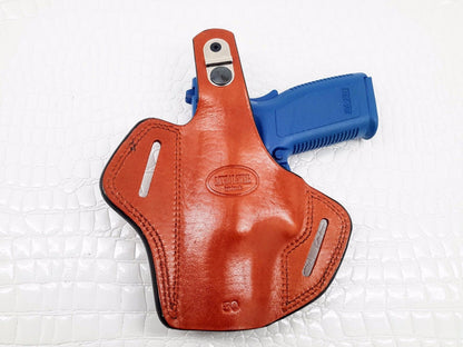 Springfield XDM 9mm 3.8" OWB Thumb Break Leather Belt Holster, MyHolster