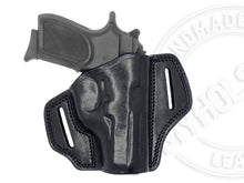 Load image into Gallery viewer, Glock 43X OWB Open Top Two Slot  Belt Right Hand Leather Holster
