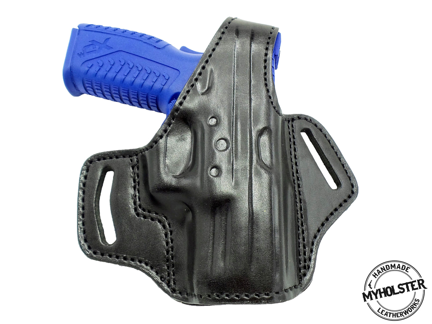 Springfield XDM 9mm 3.8" OWB Thumb Break Right Hand Leather Belt Holster