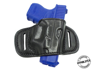 Glock 26/27/33 QUICK DRAW OWB BELT HOLSTER Brown/Black Leather