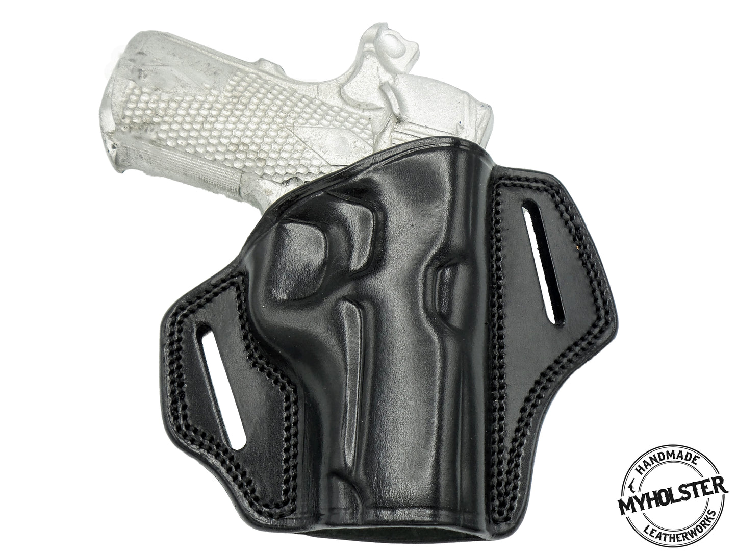 S&W M&P 380 Shield EZ OWB Open Top Right Hand Leather Belt Holster