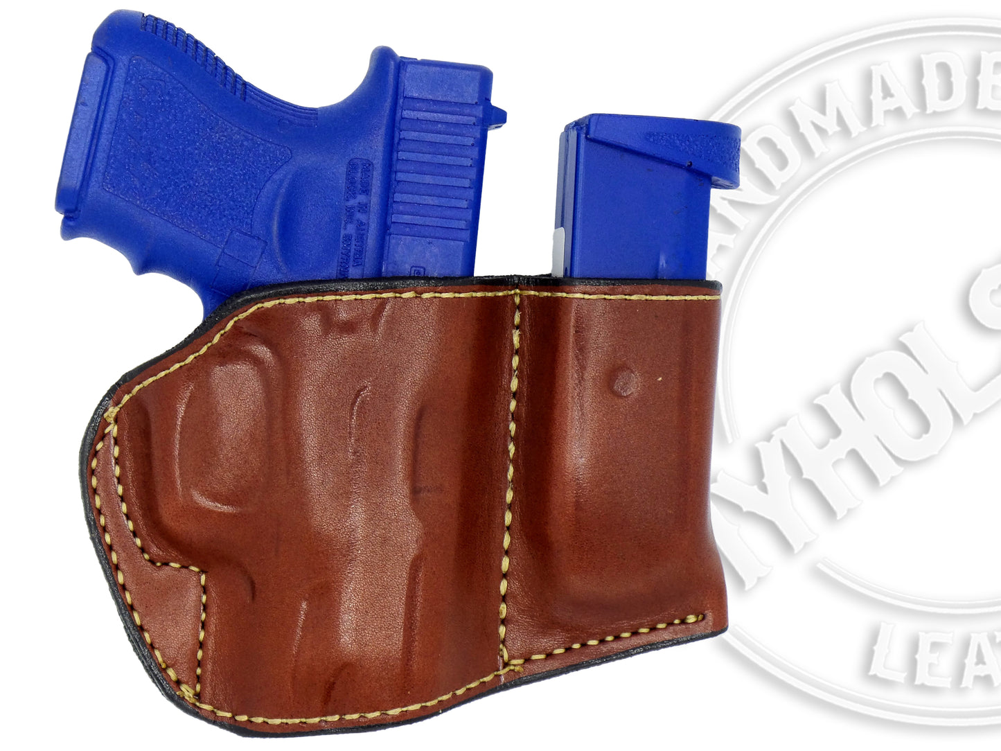 GLOCK 42 Holster and Mag Pouch Combo - OWB Leather Belt Holster