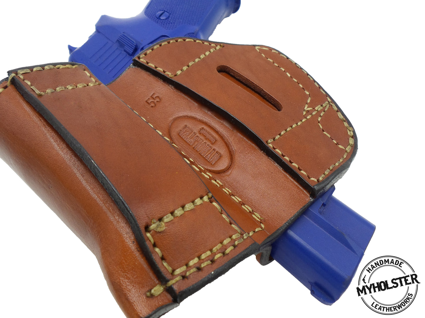 1911 5-Inch Colt, Kimber, Para, Springfield  Belt Holster with Mag Pouch Leather Holster