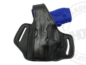 Smith & Wesson M&P Shield 9 w/ Crimson Trace OWB Thumb Break Leather Belt Holster