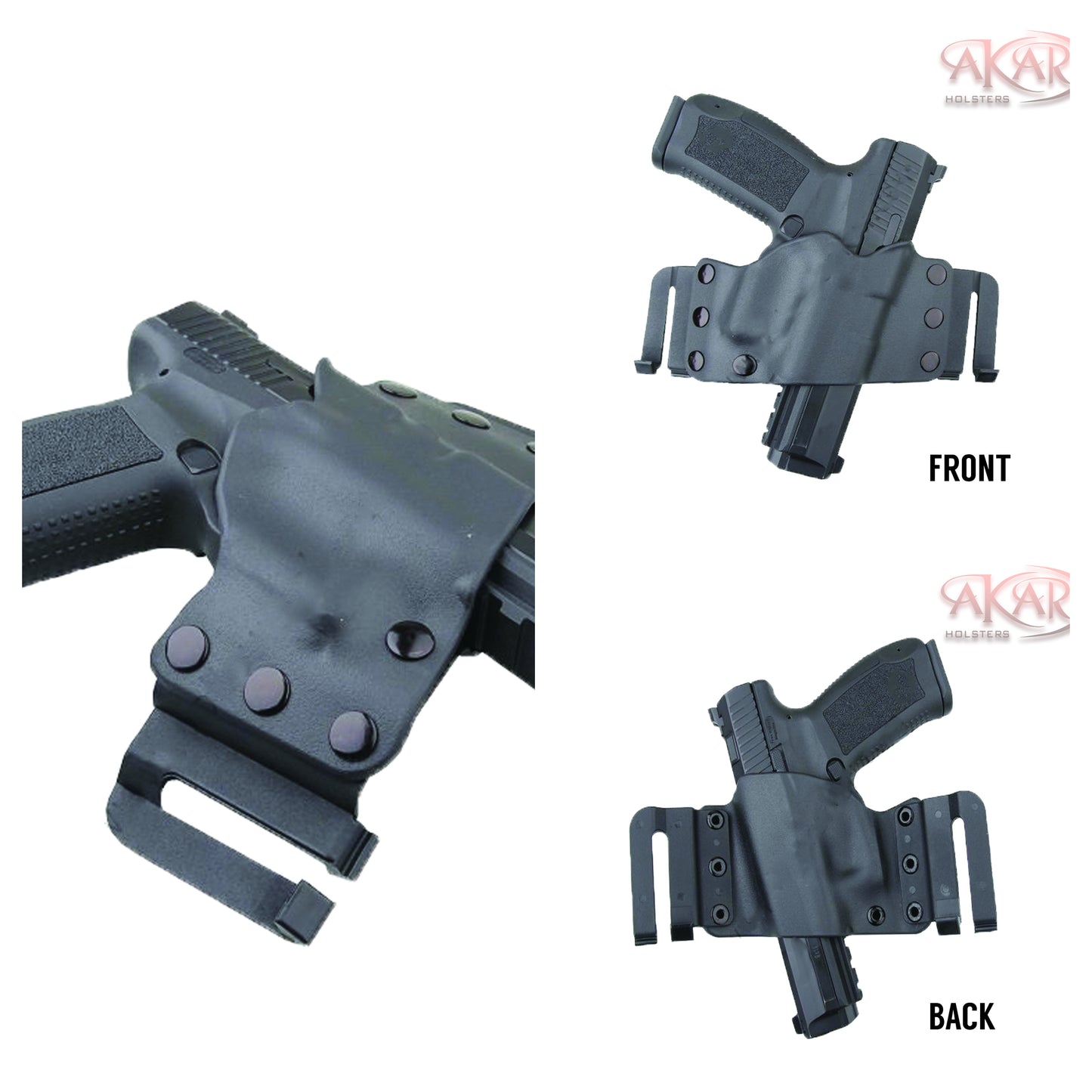 Ruger SR9 & Similar Frames - Akar Scorpion OWB Kydex Gun Holster W/Quick Belt Clips