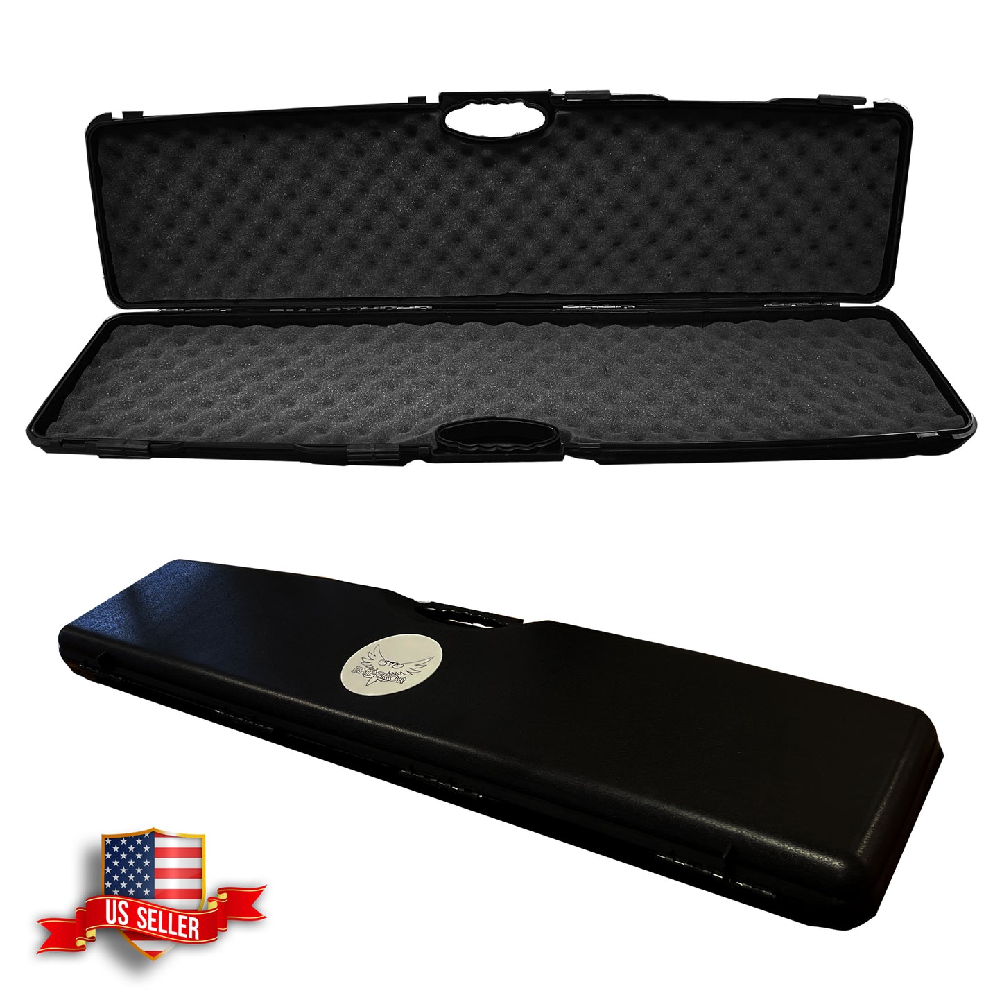 5 PCS SET | Emperor Single Scope Hard Plastic Rifle Case with Foam | 43" x 10" x 3" Scratch Resistant Storage Case - Dual Layers of Soft Egg Crate Foam