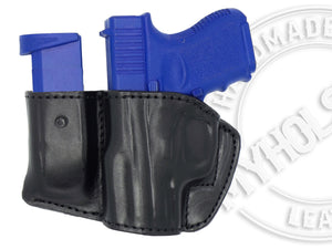 GLOCK 26 Holster and Mag Pouch Combo - OWB Leather Belt Holster